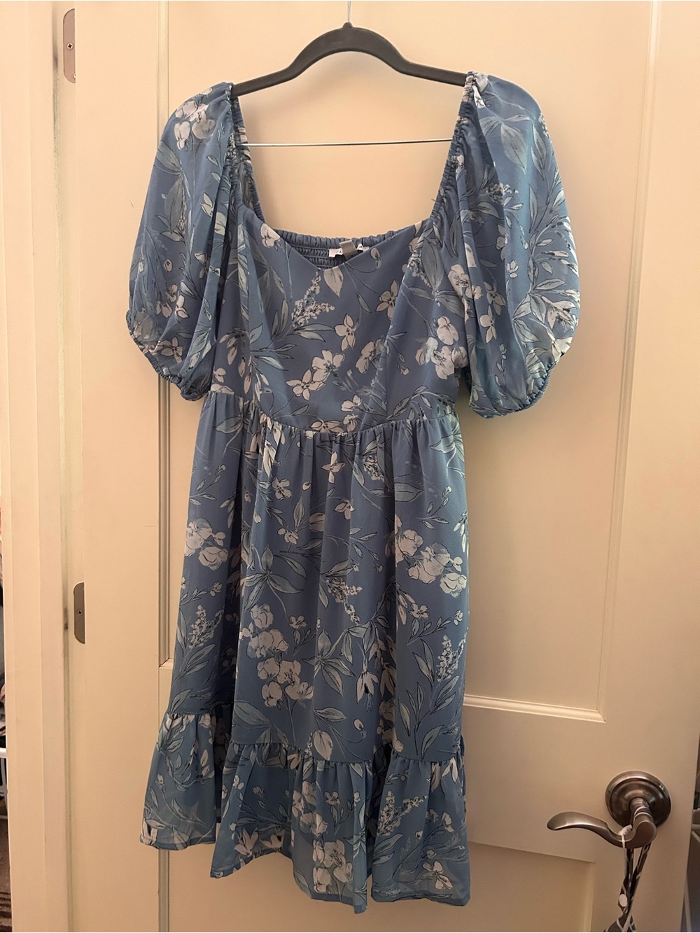 41 Hawthorn Blue Floral Smocked-Neck Dress